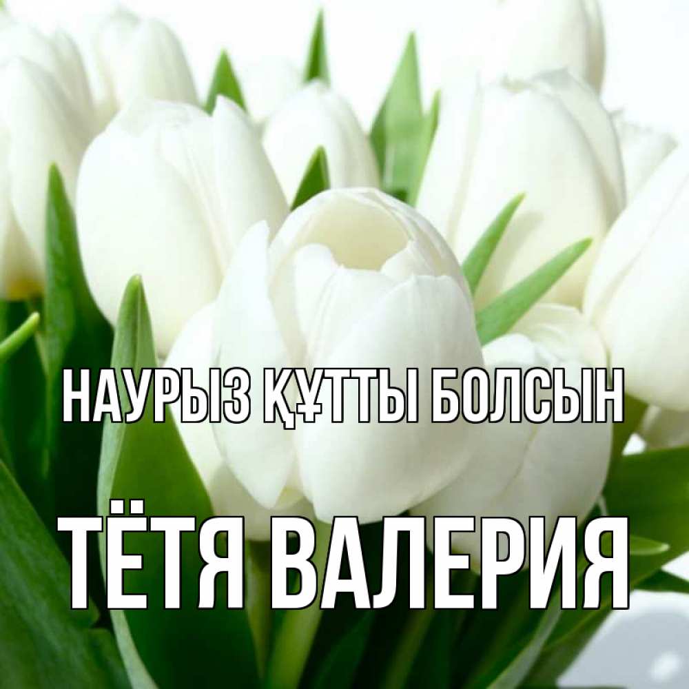 Открытка на каждый день с именем, Тётя-Валерия Наурыз құтты болсын цветы Прикольная открытка с пожеланием онлайн скачать бесплатно 