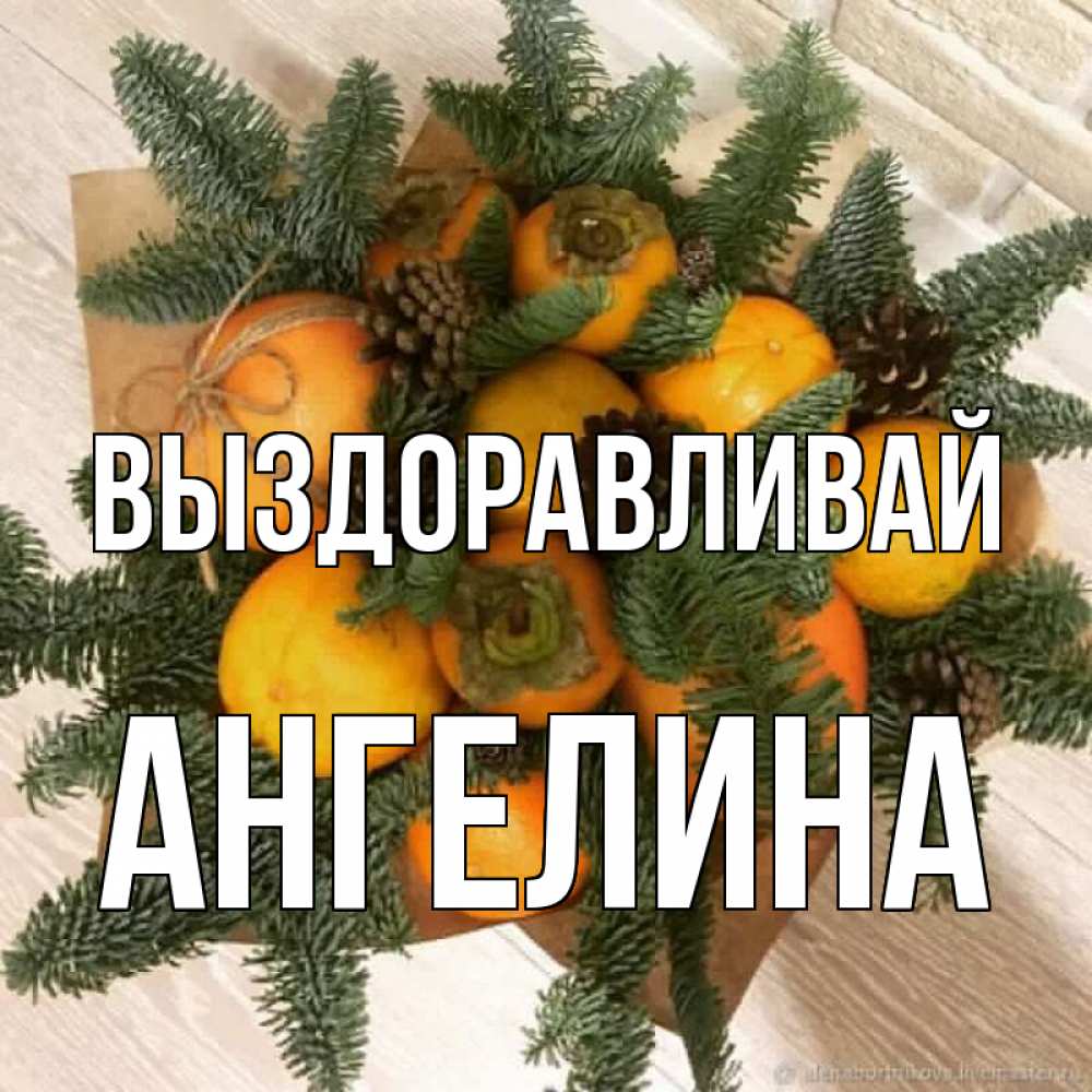 Открытка на каждый день с именем, Ангелина Выздоравливай апельсины и хурьма Прикольная открытка с пожеланием онлайн скачать бесплатно 