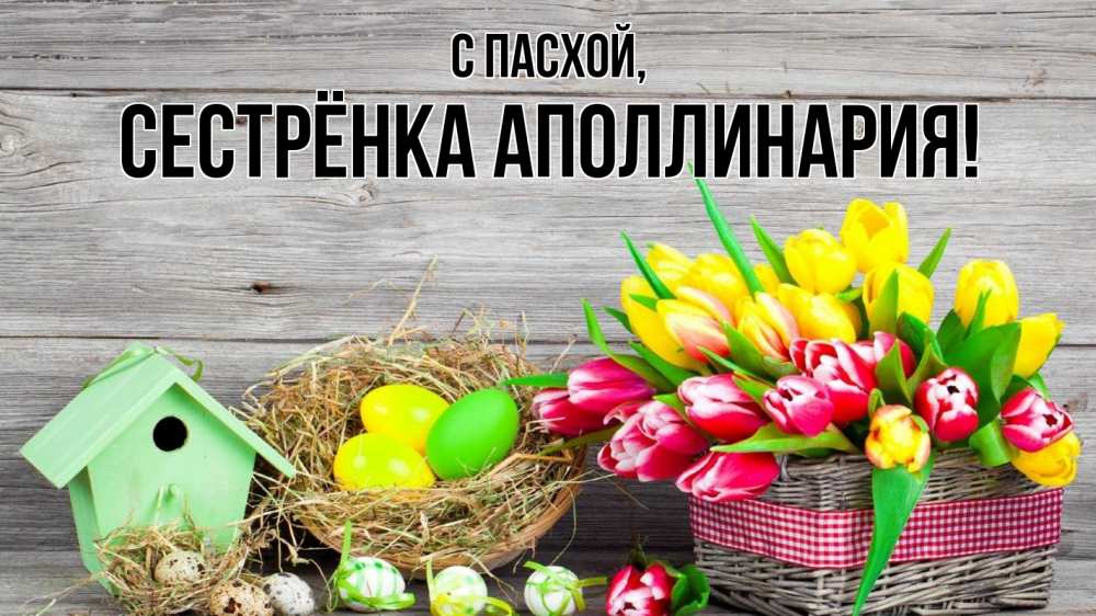 Открытка на каждый день с именем, Сестрёнка-Аполлинария С пасхой пасха Прикольная открытка с пожеланием онлайн скачать бесплатно 
