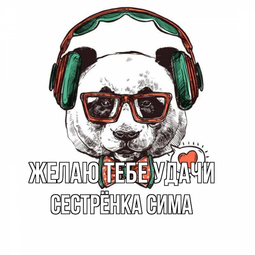Открытка на каждый день с именем, Сестрёнка-Сима Желаю тебе удачи деловой пес Прикольная открытка с пожеланием онлайн скачать бесплатно 