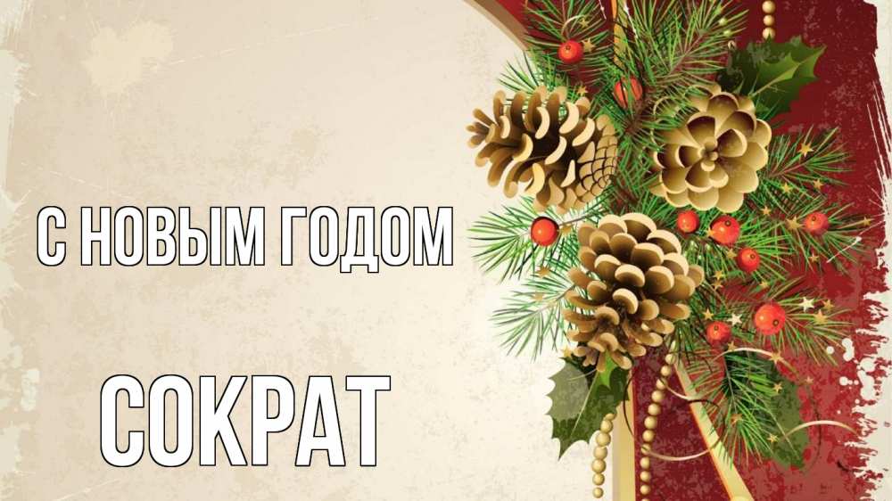 Открытка на каждый день с именем, Сократ С новым годом шишки Прикольная открытка с пожеланием онлайн скачать бесплатно 