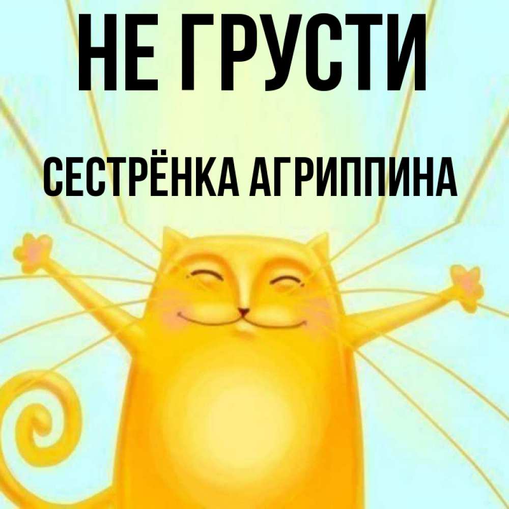Открытка на каждый день с именем, Сестрёнка-Агриппина Не грусти обнимашки усатые Прикольная открытка с пожеланием онлайн скачать бесплатно 