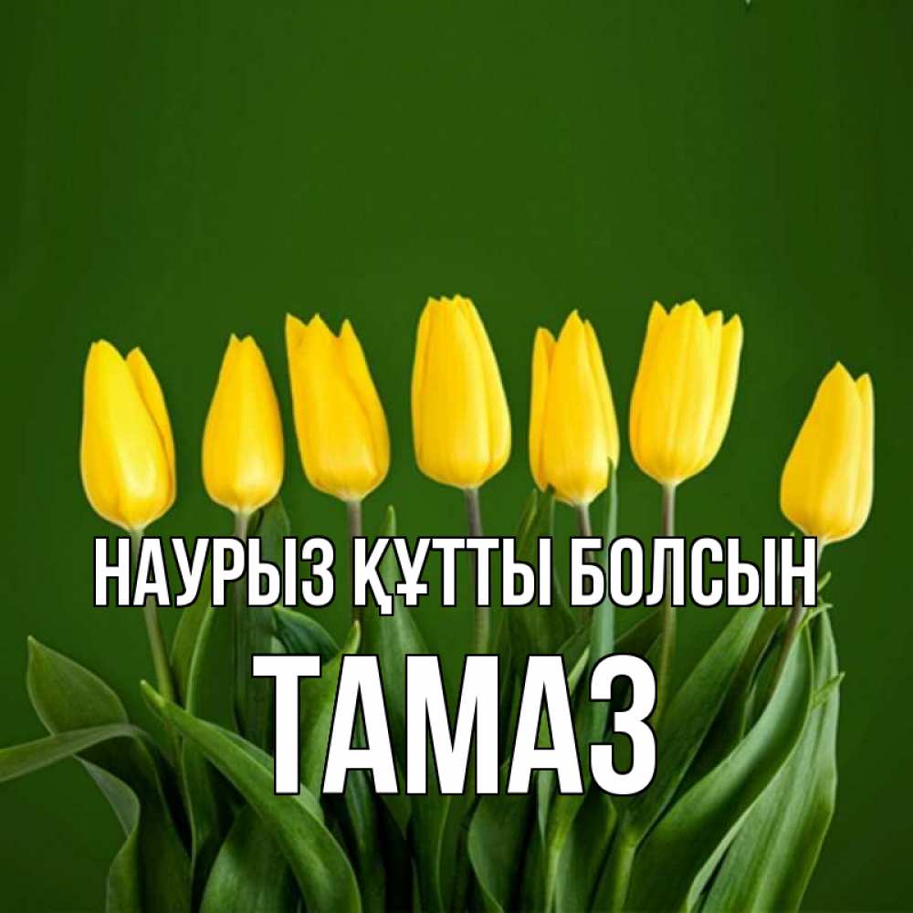 Открытка на каждый день с именем, Тамаз Наурыз құтты болсын желтого цвета 3 Прикольная открытка с пожеланием онлайн скачать бесплатно 