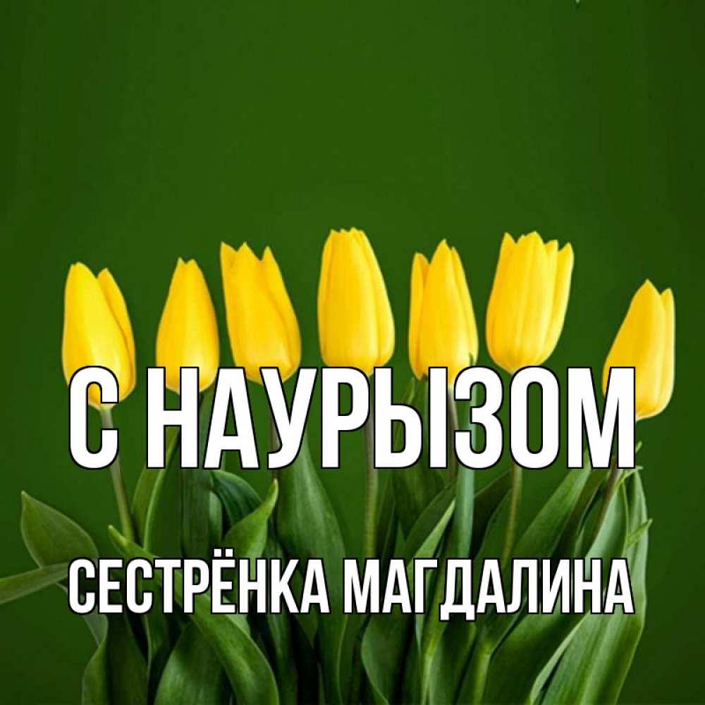 Открытка на каждый день с именем, Сестрёнка-Магдалина С наурызом желтого цвета 3 Прикольная открытка с пожеланием онлайн скачать бесплатно 