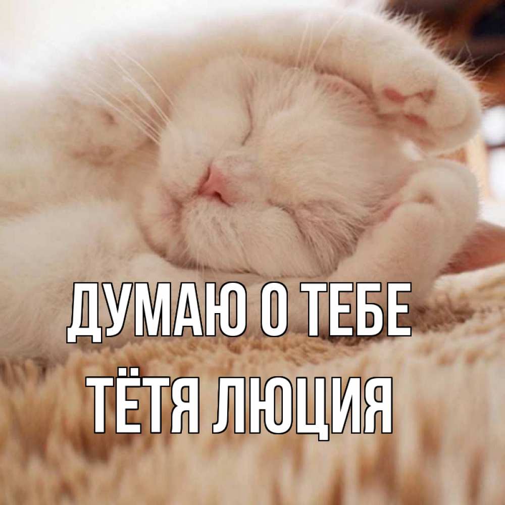 Открытка на каждый день с именем, Тётя-Люция Думаю о тебе для любимой девушки милота Прикольная открытка с пожеланием онлайн скачать бесплатно 