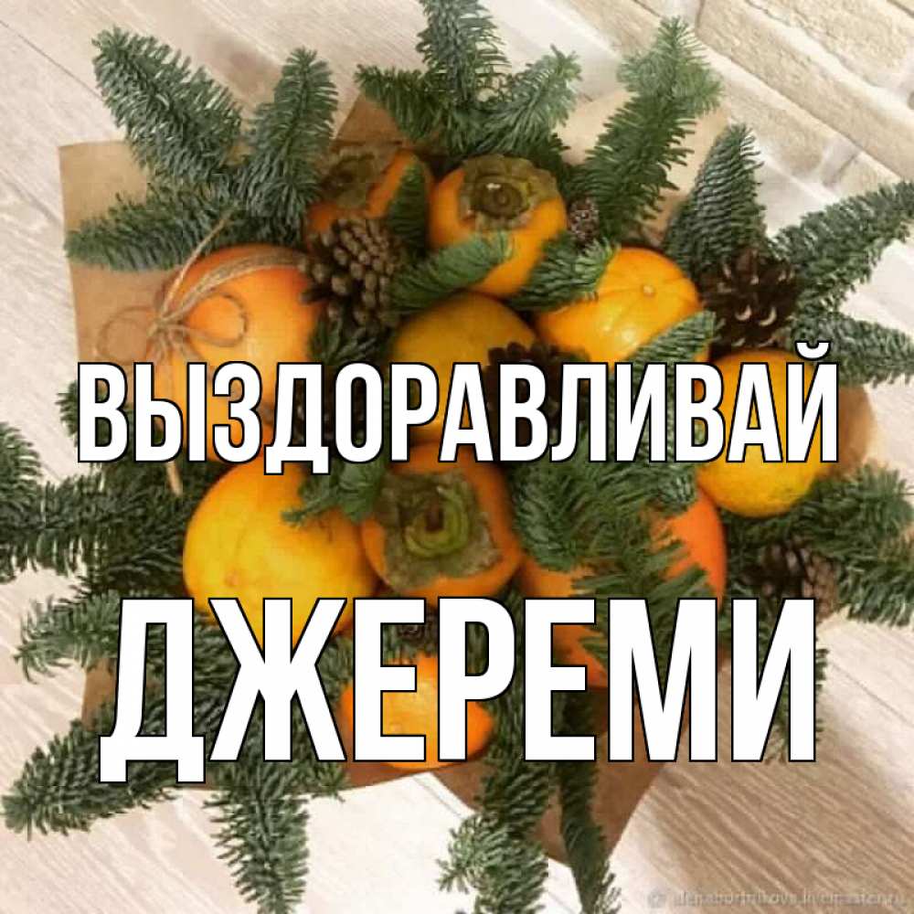 Открытка на каждый день с именем, Джереми Выздоравливай апельсины и хурьма Прикольная открытка с пожеланием онлайн скачать бесплатно 
