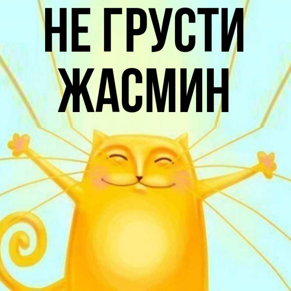 Открытка на каждый день с именем, Жасмин Не грусти обнимашки усатые Прикольная открытка с пожеланием онлайн скачать бесплатно 