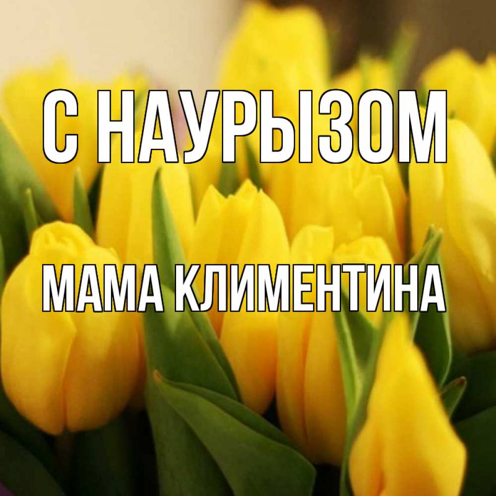 Открытка на каждый день с именем, Мама-Климентина С наурызом цветы Прикольная открытка с пожеланием онлайн скачать бесплатно 