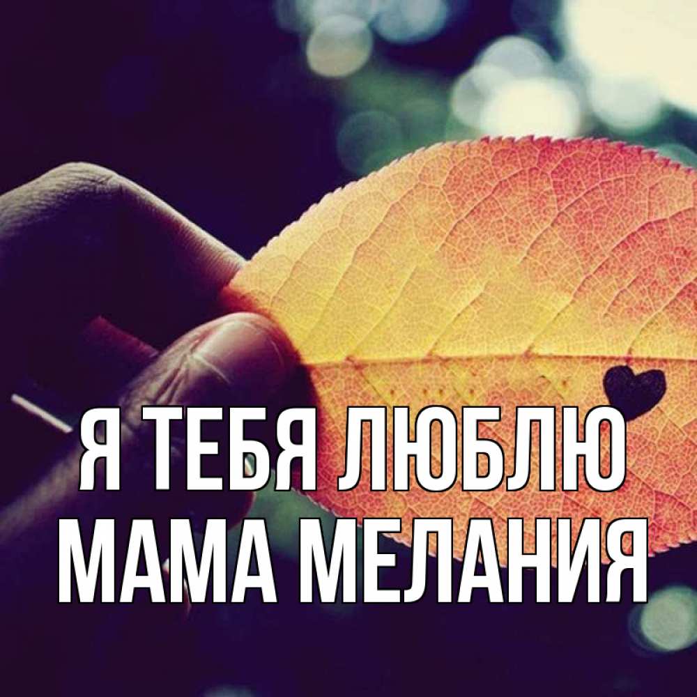 Открытка на каждый день с именем, Мама-Мелания Я тебя люблю держу лист Прикольная открытка с пожеланием онлайн скачать бесплатно 