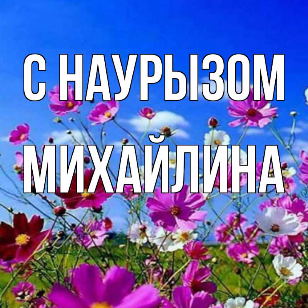 Открытка на каждый день с именем, Михайлина С наурызом цветы Прикольная открытка с пожеланием онлайн скачать бесплатно 