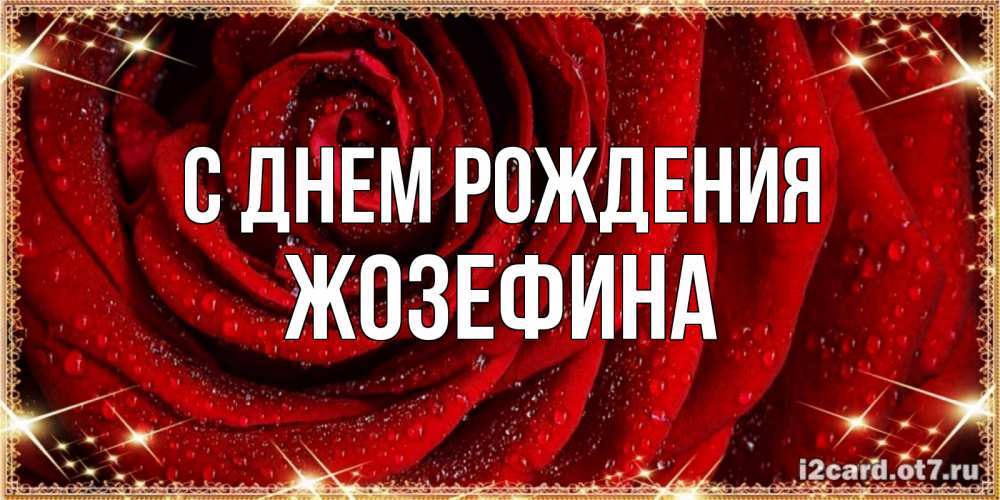 Открытка на каждый день с именем, Жозефина С днем рождения роса на розе блестящая в лучах солнца Прикольная открытка с пожеланием онлайн скачать бесплатно 