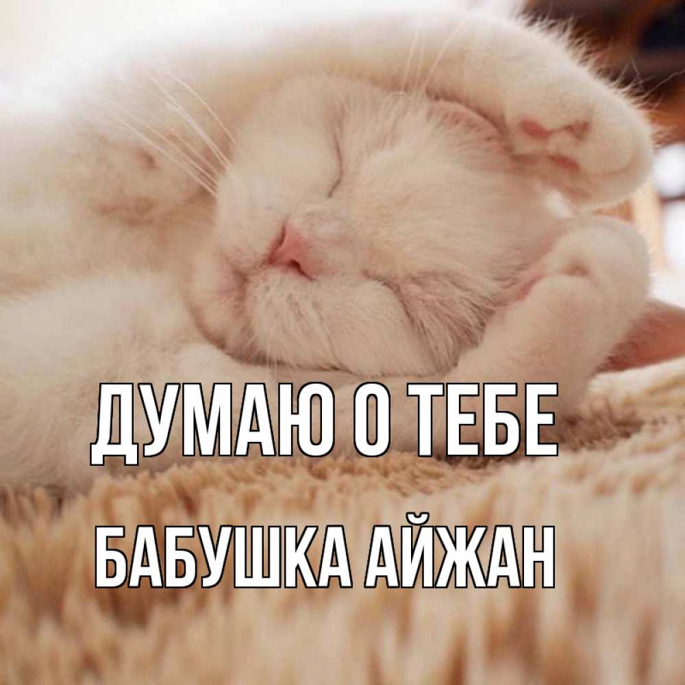 Открытка на каждый день с именем, Бабушка-Айжан Думаю о тебе для любимой девушки милота Прикольная открытка с пожеланием онлайн скачать бесплатно 