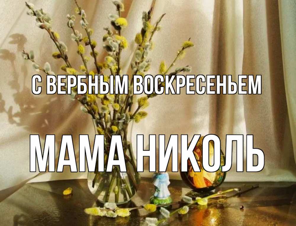 Открытка на каждый день с именем, Мама-Николь С вербным воскресеньем верба 1 Прикольная открытка с пожеланием онлайн скачать бесплатно 