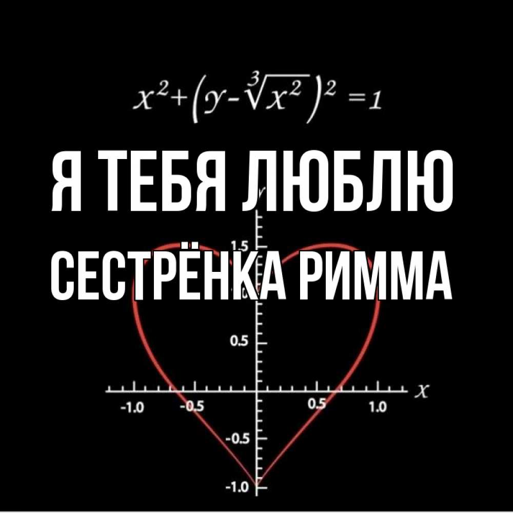 Открытка на каждый день с именем, Сестрёнка-Римма Я тебя люблю сердечная формула Прикольная открытка с пожеланием онлайн скачать бесплатно 