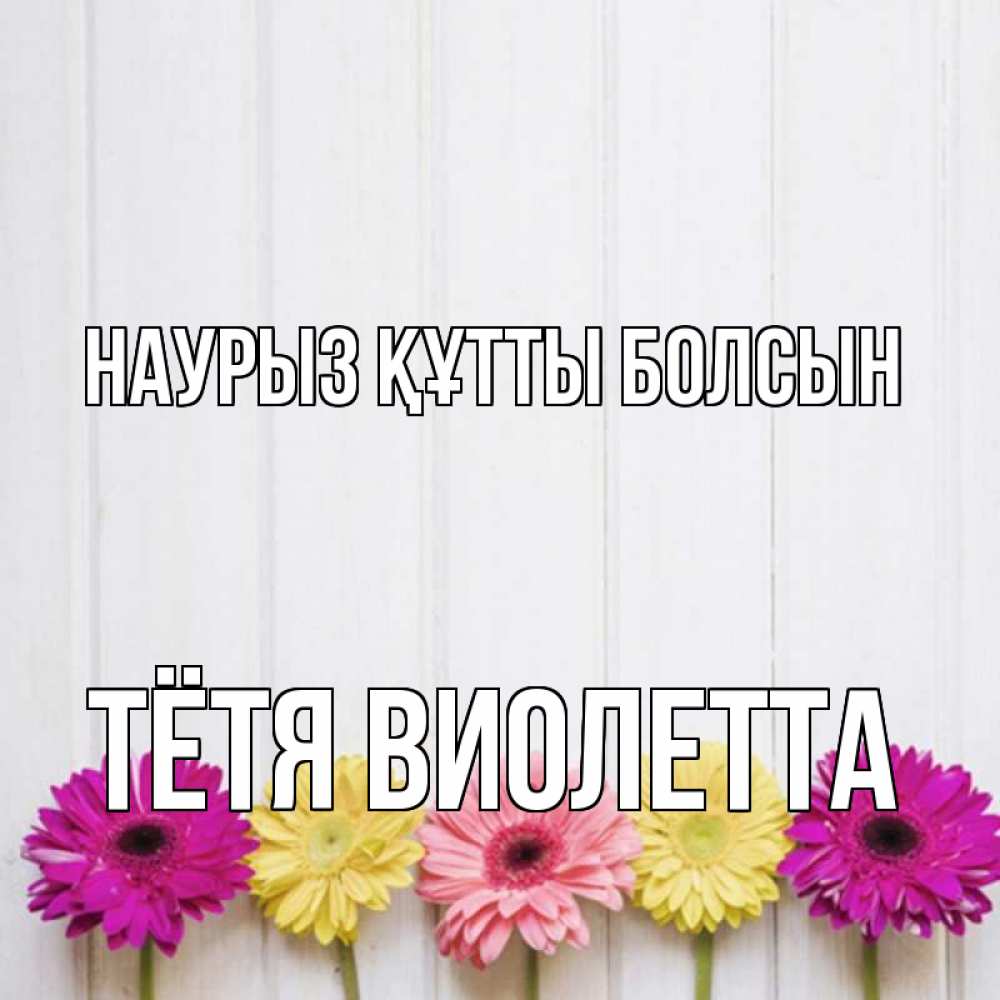 Открытка на каждый день с именем, Тётя-Виолетта Наурыз құтты болсын женщинам 1 Прикольная открытка с пожеланием онлайн скачать бесплатно 
