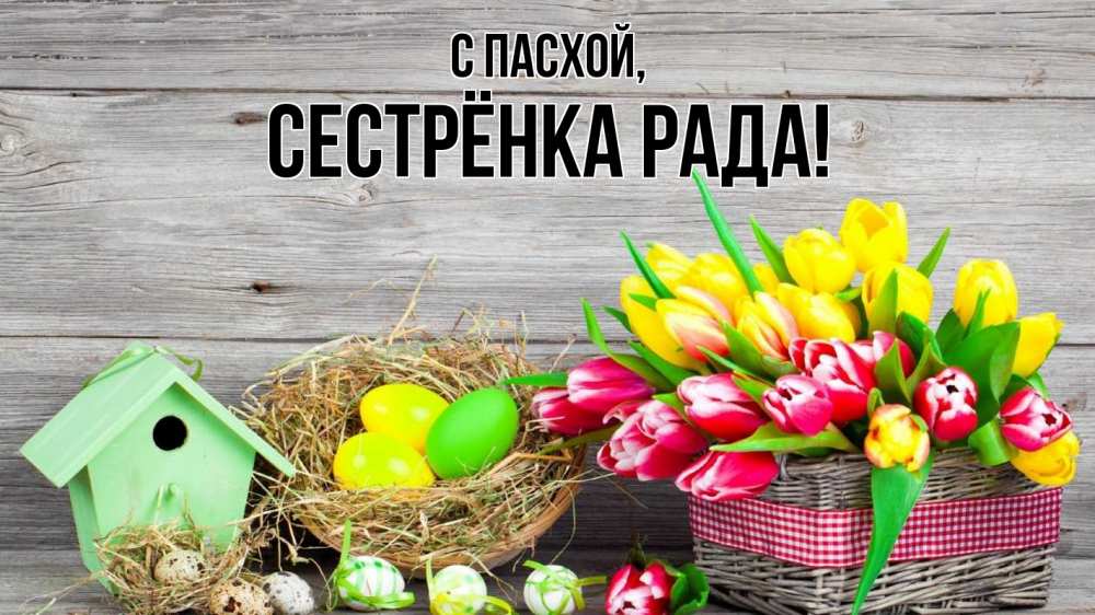 Открытка на каждый день с именем, Сестрёнка-Рада С пасхой пасха Прикольная открытка с пожеланием онлайн скачать бесплатно 