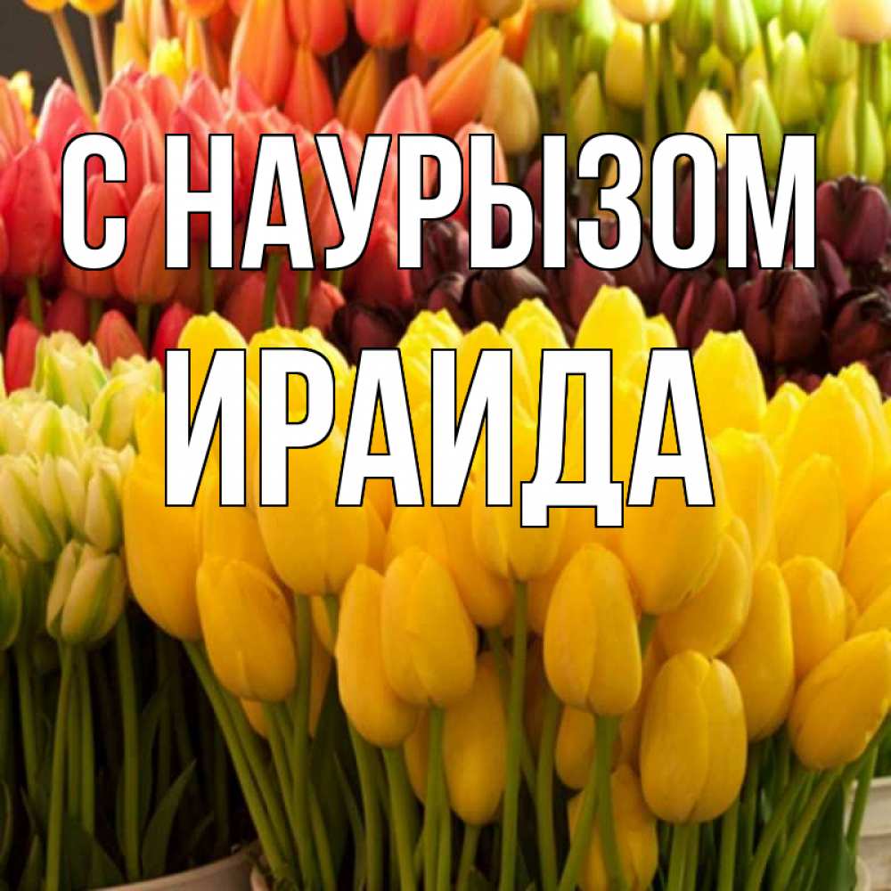Открытка на каждый день с именем, Ираида С наурызом цветы Прикольная открытка с пожеланием онлайн скачать бесплатно 
