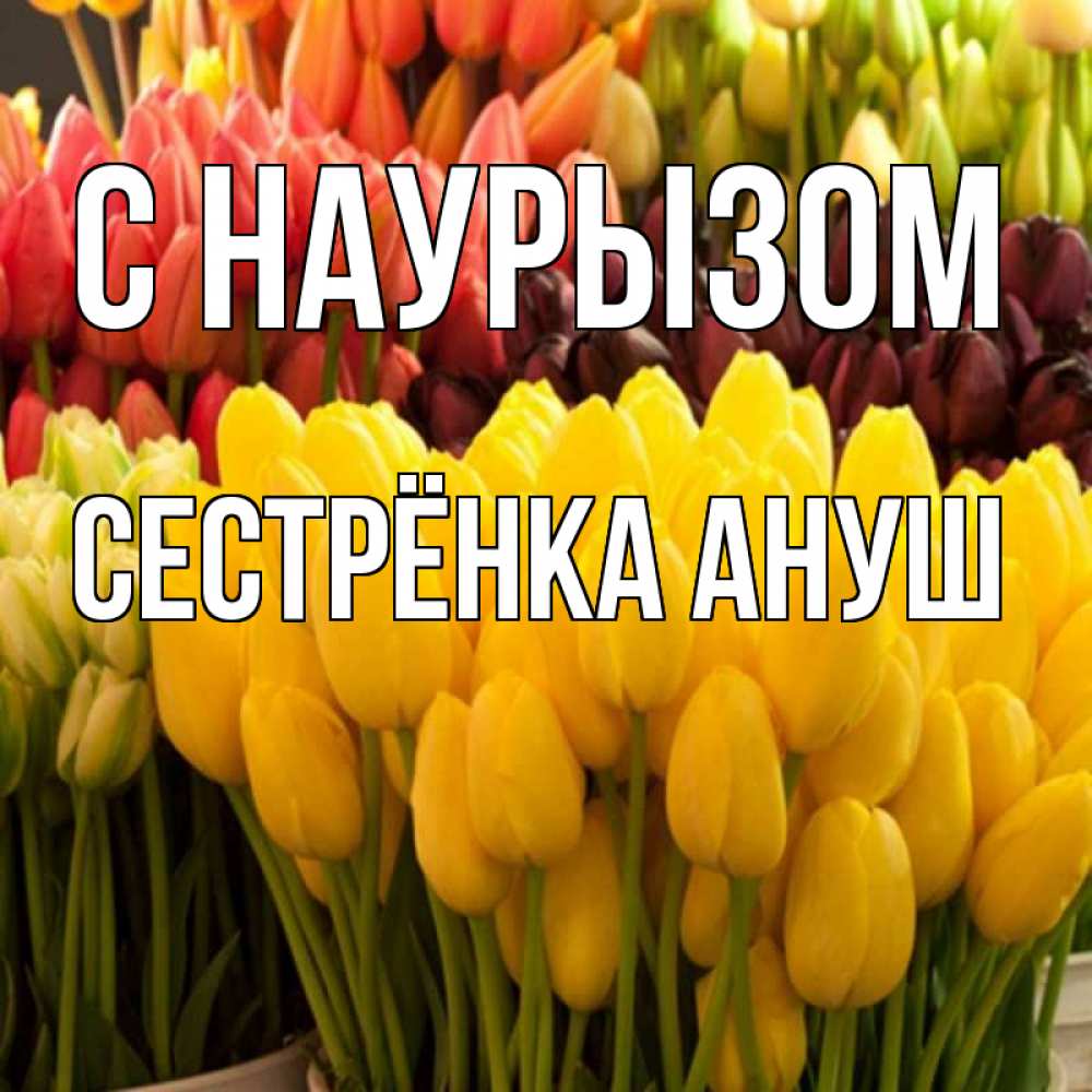 Открытка на каждый день с именем, Сестрёнка-Ануш С наурызом цветы Прикольная открытка с пожеланием онлайн скачать бесплатно 