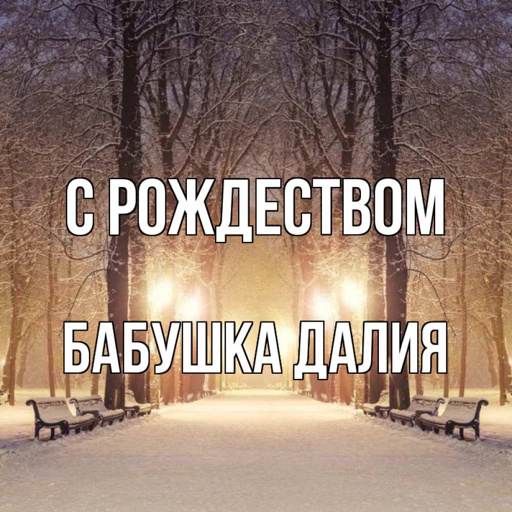 Открытка на каждый день с именем, Бабушка-Далия С рождеством зима, парк, фонарь, лес Прикольная открытка с пожеланием онлайн скачать бесплатно 