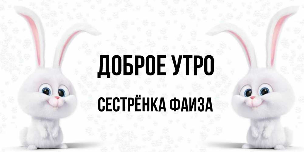 Открытка на каждый день с именем, Сестрёнка-Фаиза Доброе утро кролики с длинными ушками Прикольная открытка с пожеланием онлайн скачать бесплатно 