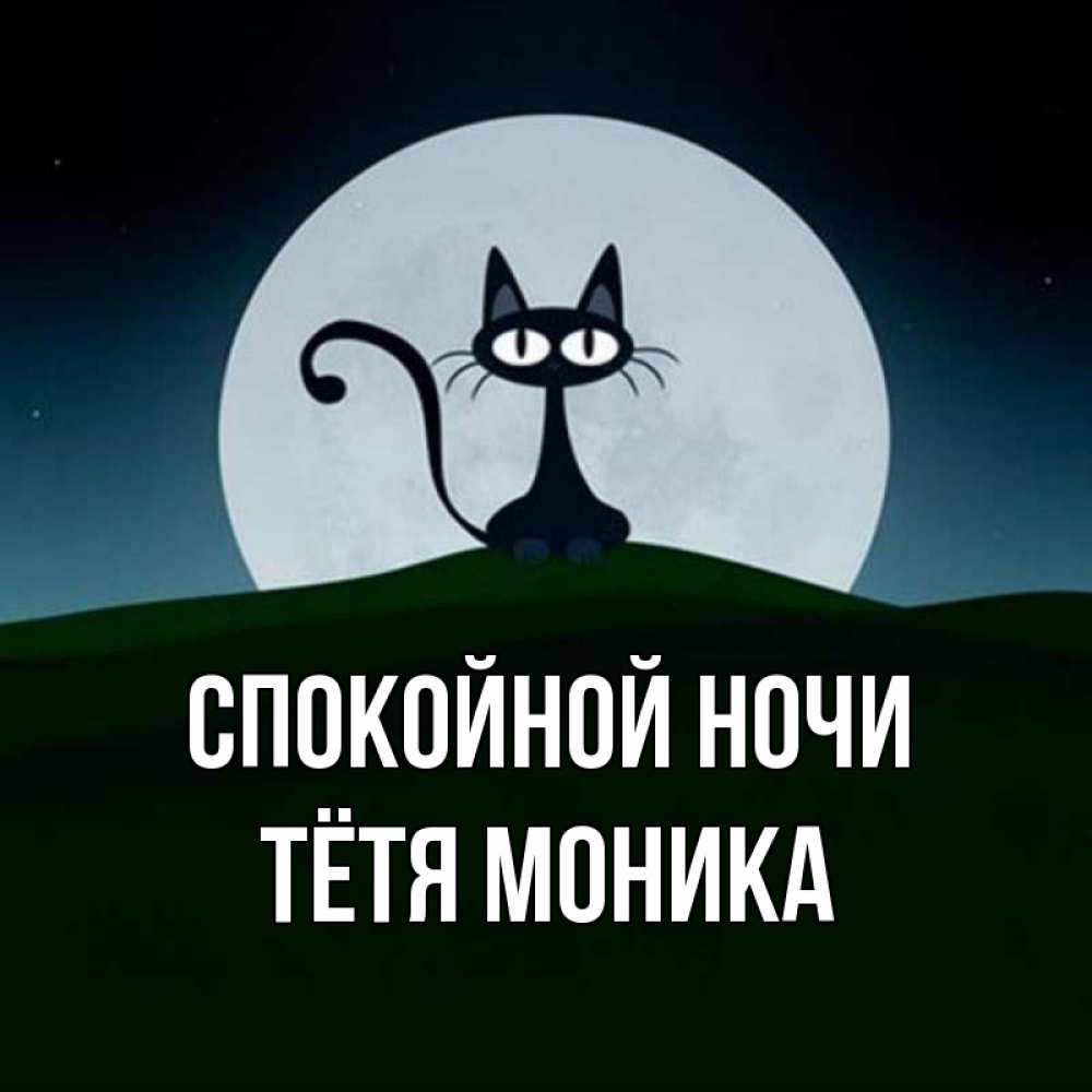 Открытка на каждый день с именем, Тётя-Моника Спокойной ночи хорошо выспаться ночью и без кошмаров Прикольная открытка с пожеланием онлайн скачать бесплатно 