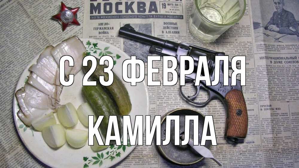 Открытка на каждый день с именем, Камилла С 23 февраля 23 февраля Прикольная открытка с пожеланием онлайн скачать бесплатно 