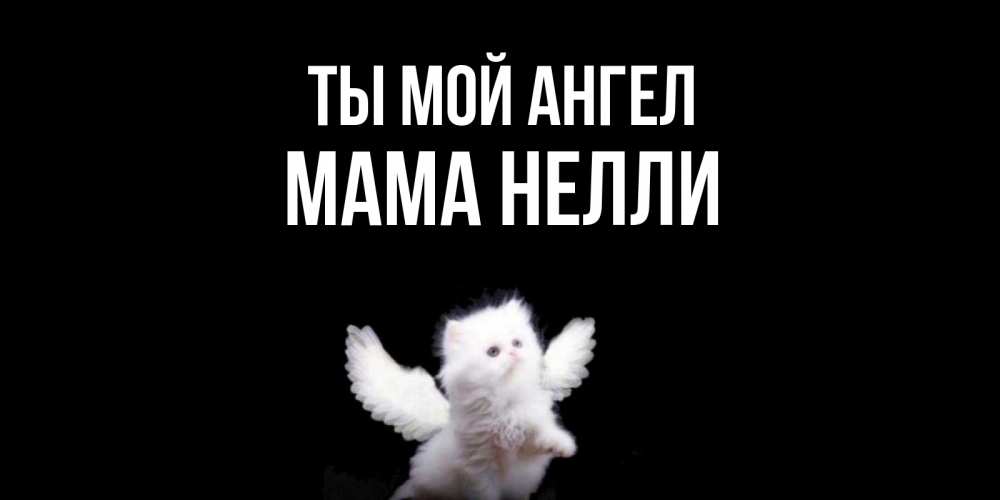Открытка на каждый день с именем, Мама-Нелли Ты мой ангел Кот ангел Прикольная открытка с пожеланием онлайн скачать бесплатно 