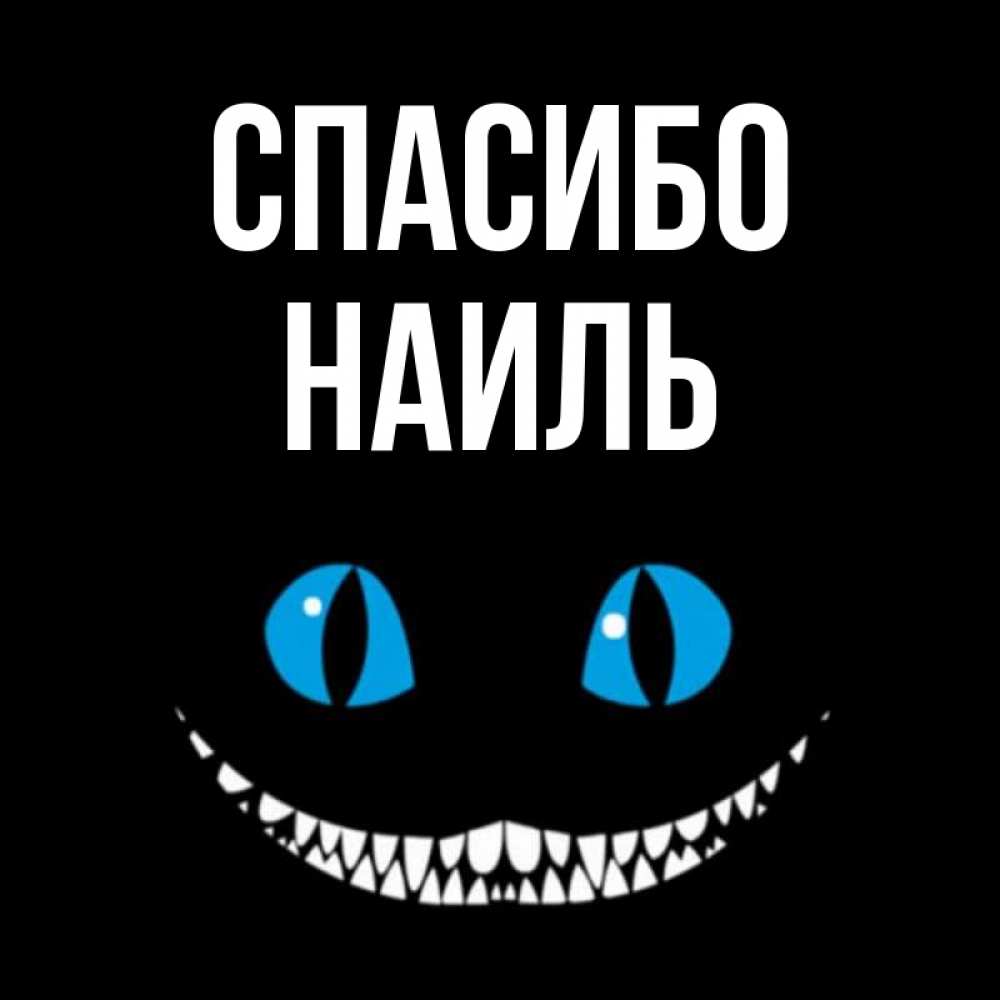 Открытка на каждый день с именем, Наиль Спасибо благодарю от чеширика Прикольная открытка с пожеланием онлайн скачать бесплатно 
