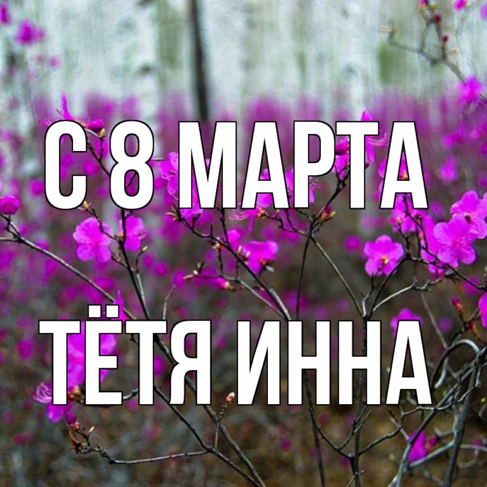 Открытка на каждый день с именем, Тётя-Инна С 8 МАРТА дикие цветы Прикольная открытка с пожеланием онлайн скачать бесплатно 