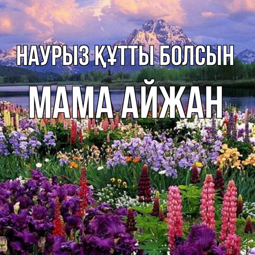 Открытка на каждый день с именем, Мама-Айжан Наурыз құтты болсын наурыз Прикольная открытка с пожеланием онлайн скачать бесплатно 