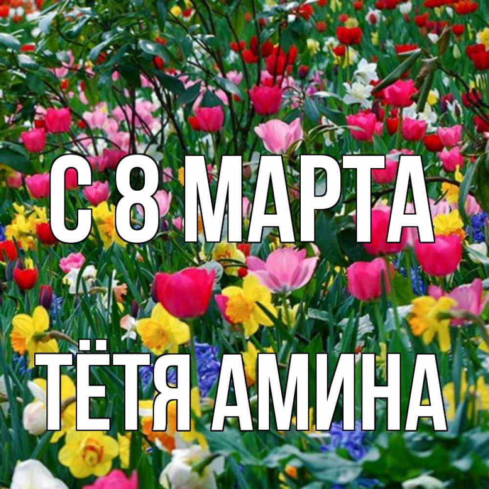 Открытка на каждый день с именем, Тётя-Амина С 8 МАРТА с международным женским днем поздравления для женщины Прикольная открытка с пожеланием онлайн скачать бесплатно 