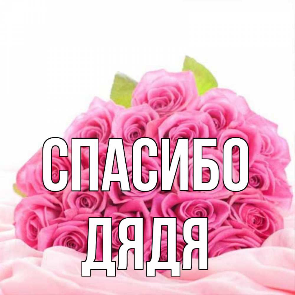 Открытка на каждый день с именем, Дядя Спасибо розовые розы с подписью Прикольная открытка с пожеланием онлайн скачать бесплатно 