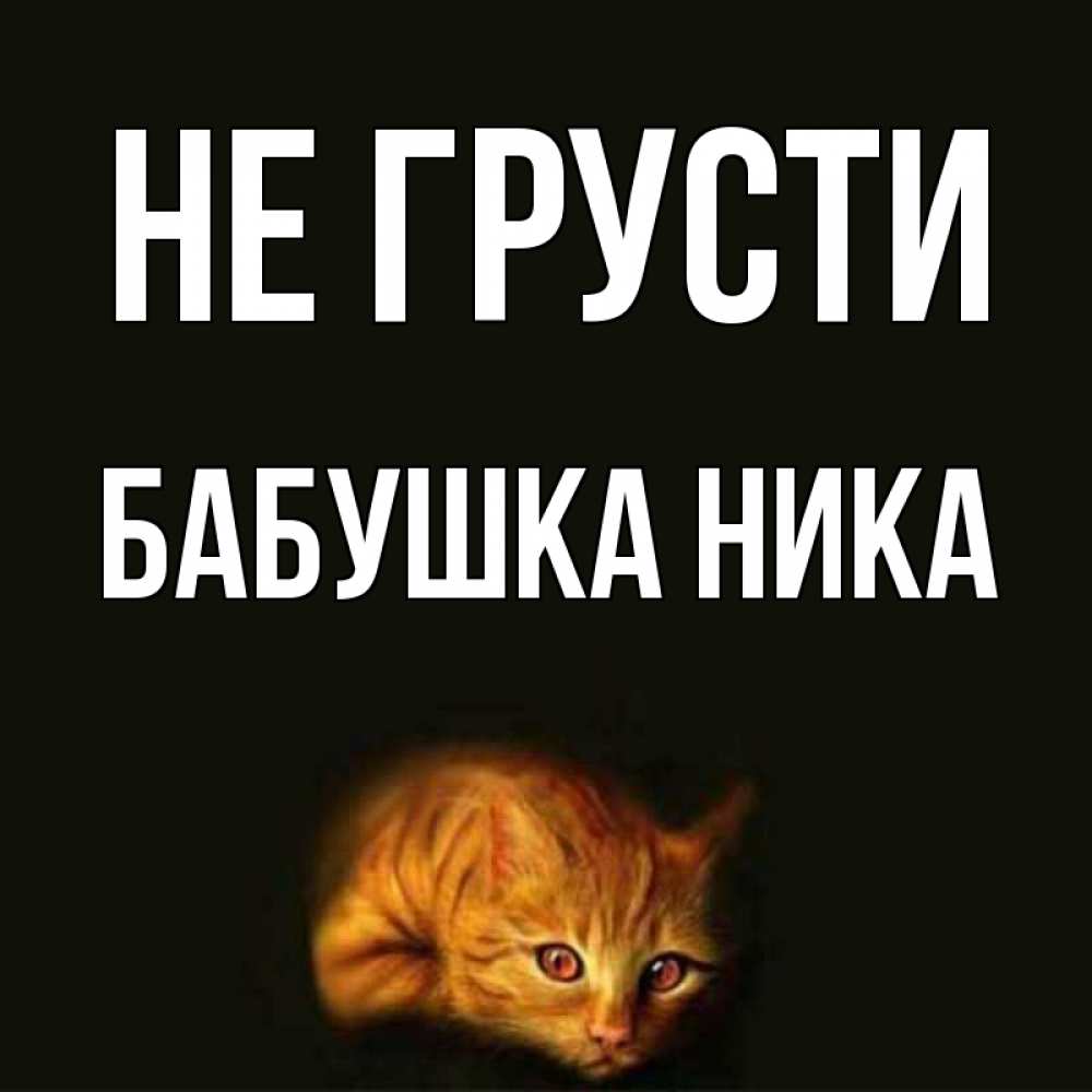 Открытка на каждый день с именем, Бабушка-Ника Не грусти лежащий кот в темноте Прикольная открытка с пожеланием онлайн скачать бесплатно 