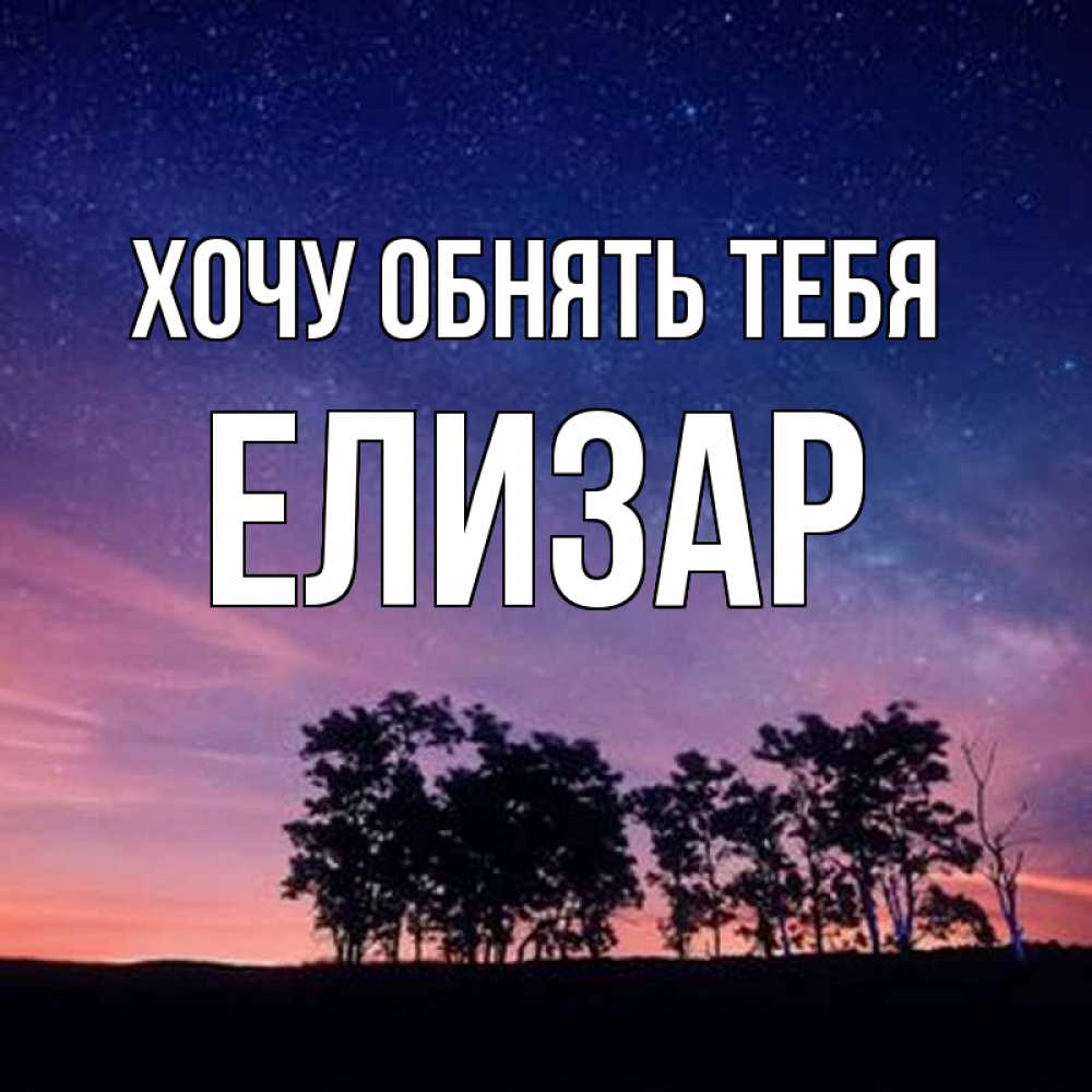 Открытка на каждый день с именем, Елизар Хочу обнять тебя силуэты деревьев Прикольная открытка с пожеланием онлайн скачать бесплатно 