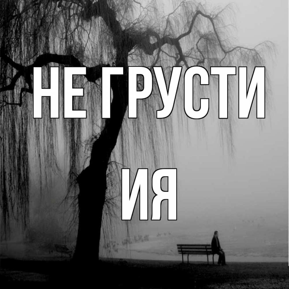 Открытка на каждый день с именем, Ия Не грусти висящие ветки дерева и лавочка под деревом Прикольная открытка с пожеланием онлайн скачать бесплатно 