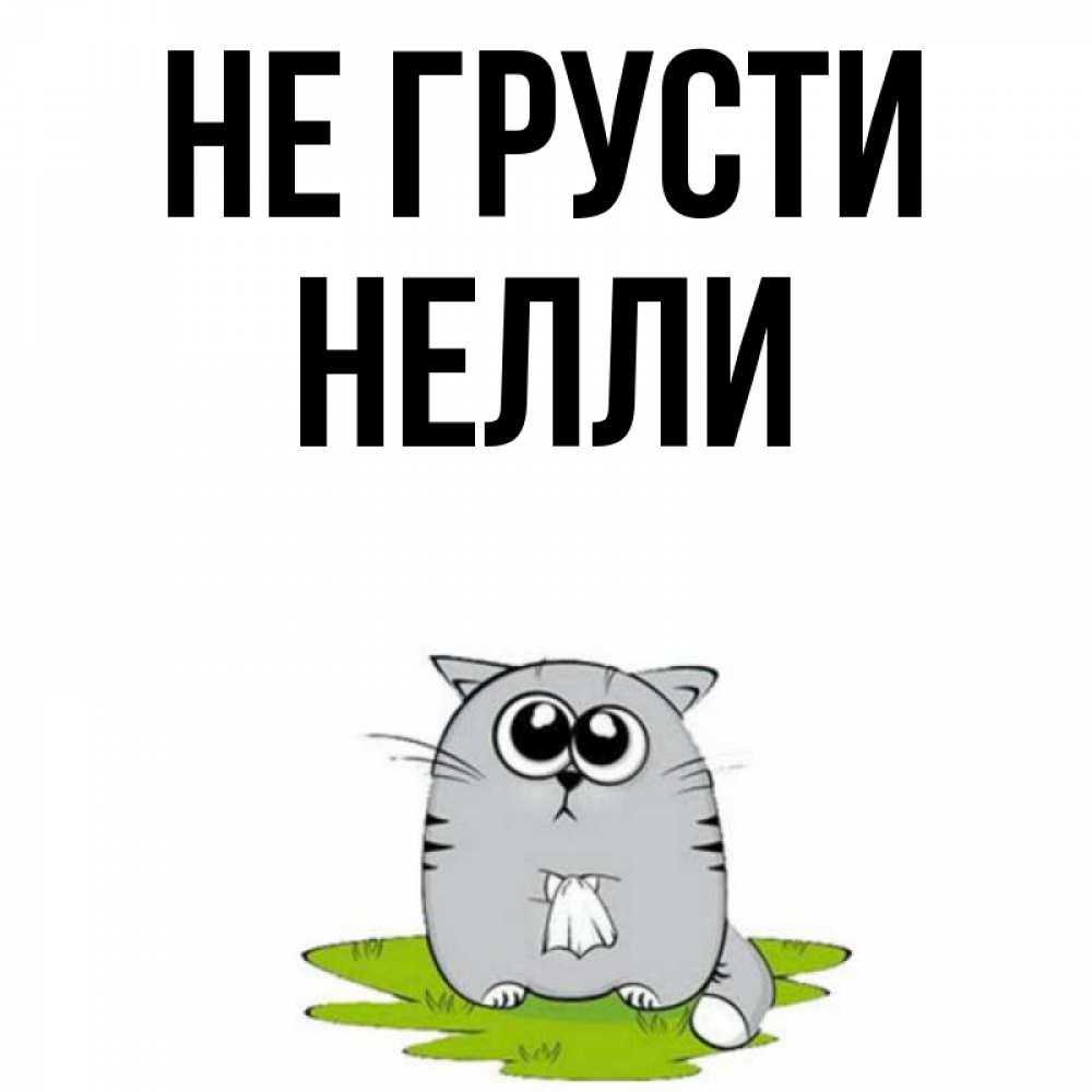 Открытка на каждый день с именем, Нелли Не грусти грустный котяра Прикольная открытка с пожеланием онлайн скачать бесплатно 