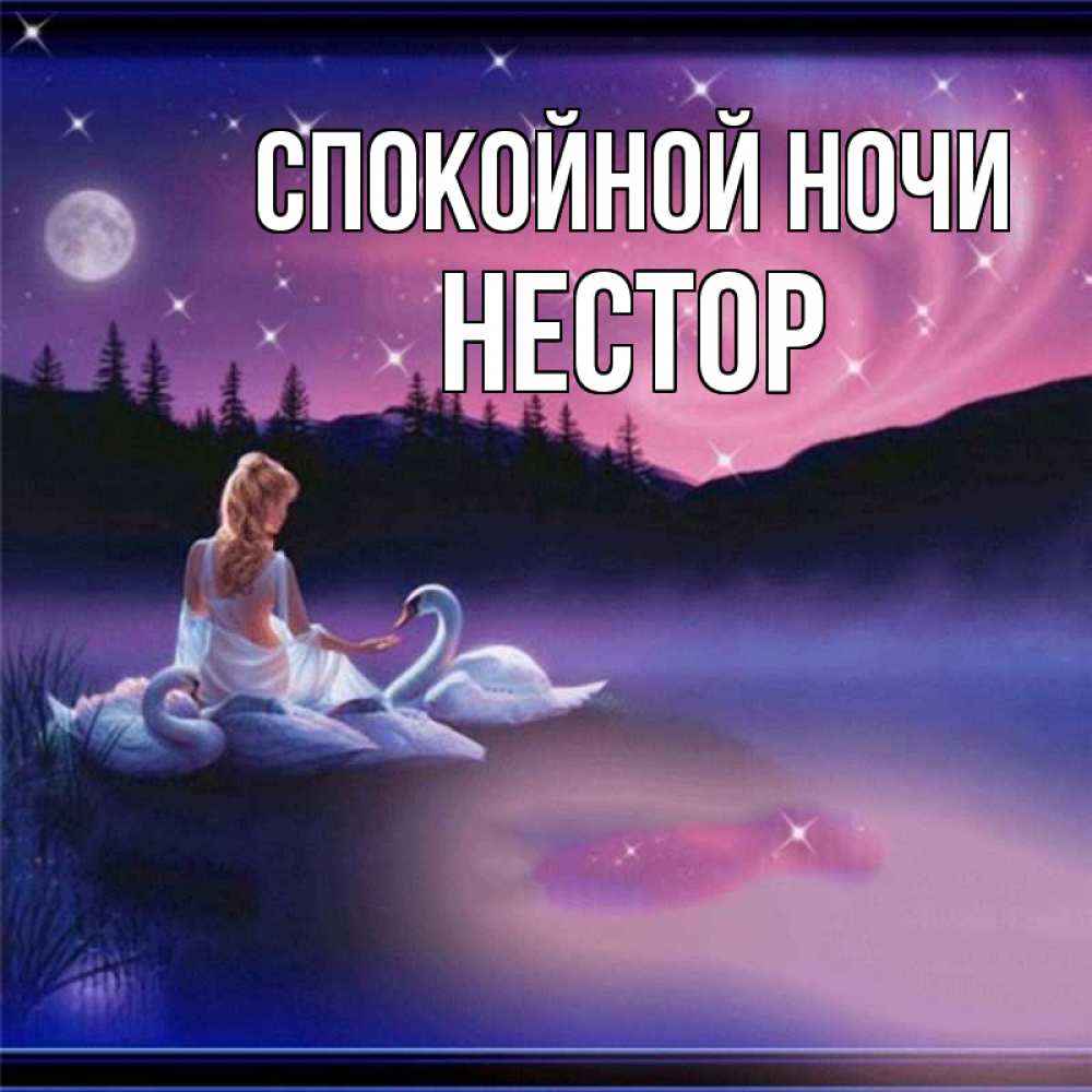 Открытка на каждый день с именем, Нестор Спокойной ночи луна Прикольная открытка с пожеланием онлайн скачать бесплатно 