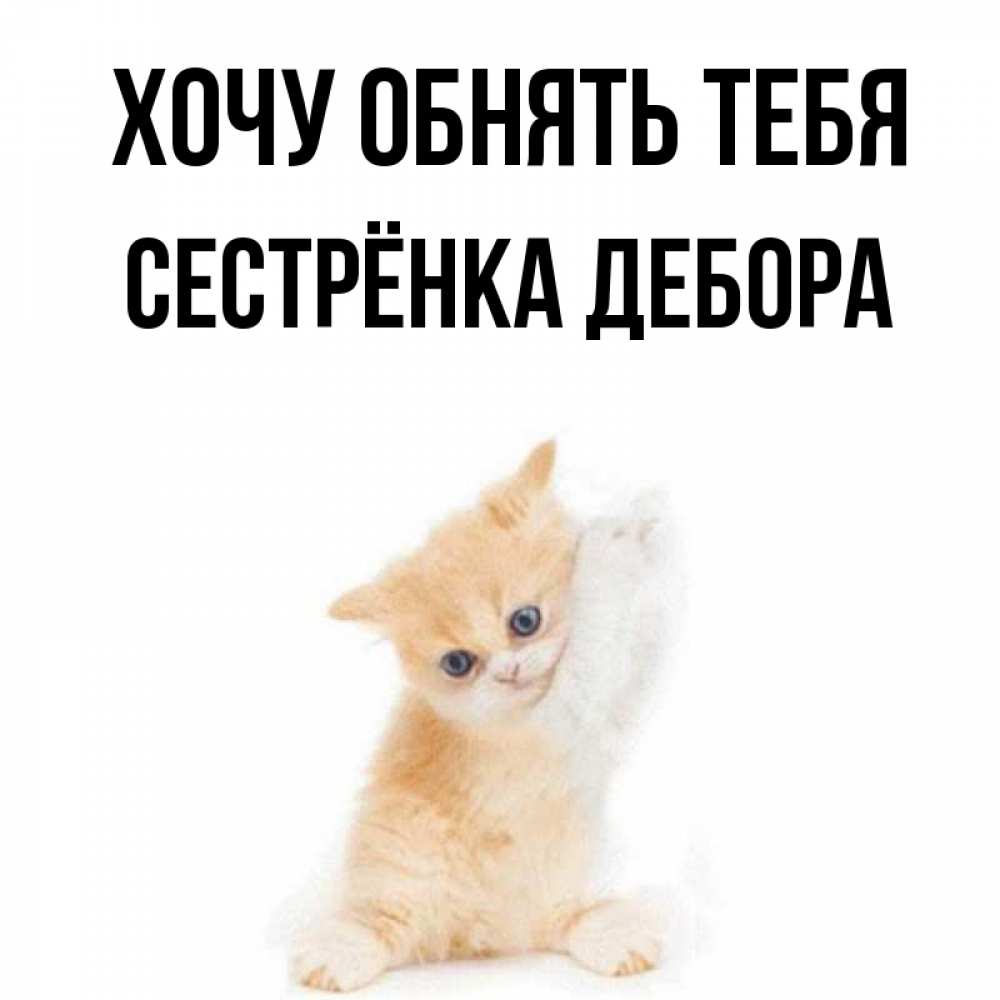 Открытка на каждый день с именем, Сестрёнка-Дебора Хочу обнять тебя я хочу очень скорее обнимаешек Прикольная открытка с пожеланием онлайн скачать бесплатно 
