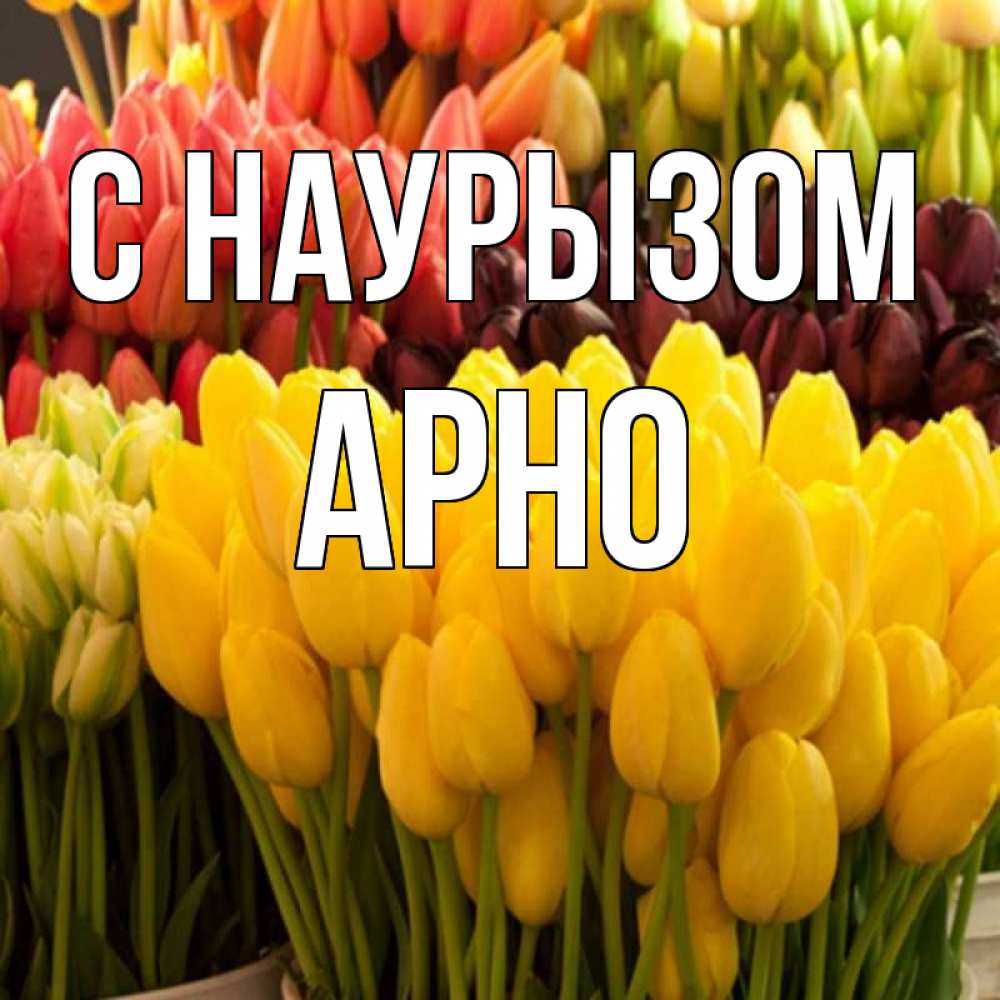 Открытка на каждый день с именем, Арно С наурызом цветы Прикольная открытка с пожеланием онлайн скачать бесплатно 