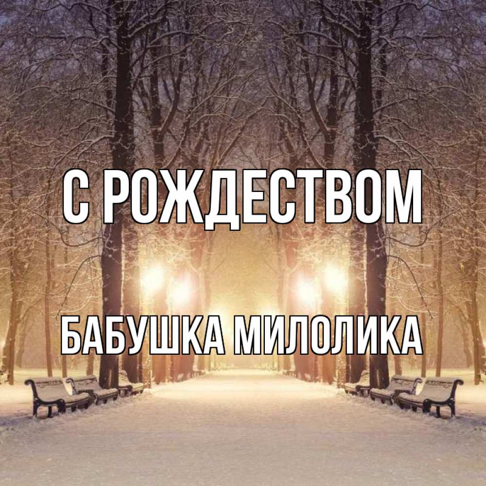 Открытка на каждый день с именем, Бабушка-Милолика С рождеством зима, парк, фонарь, лес Прикольная открытка с пожеланием онлайн скачать бесплатно 