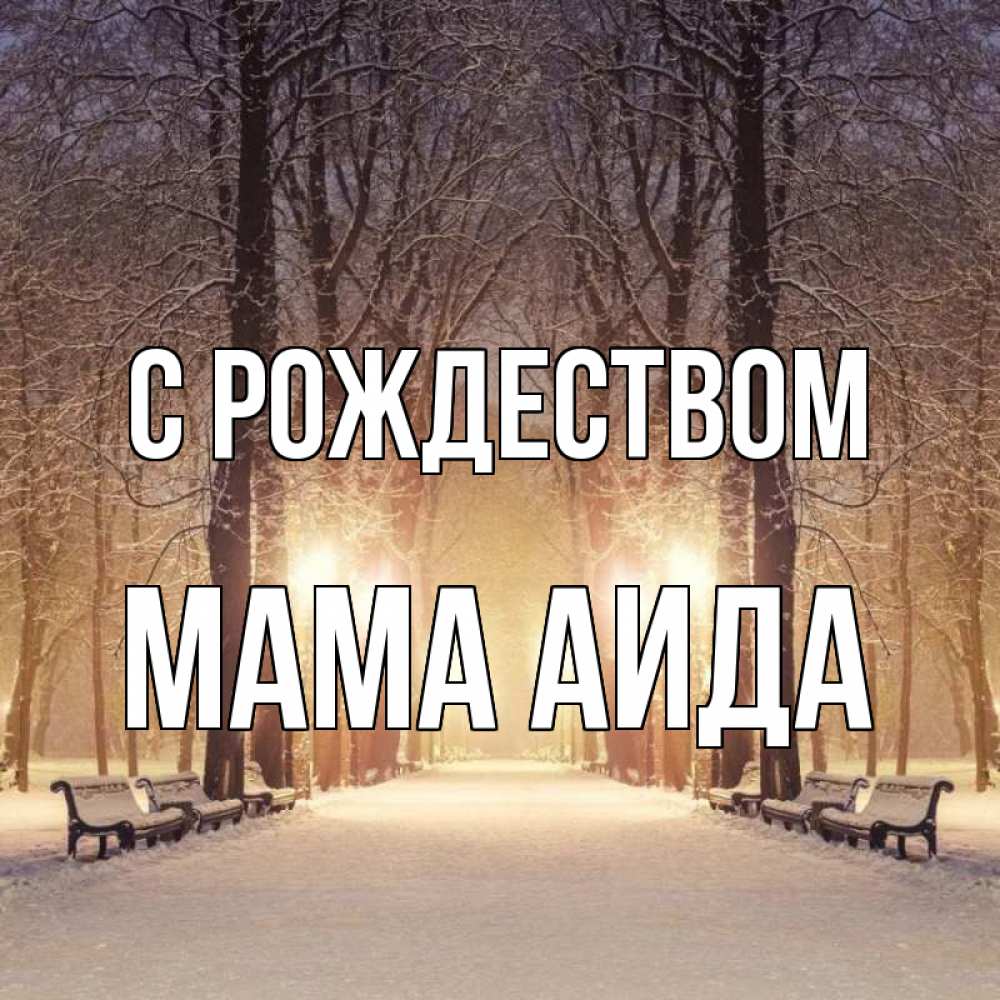 Открытка на каждый день с именем, Мама-Аида С рождеством зима, парк, фонарь, лес Прикольная открытка с пожеланием онлайн скачать бесплатно 