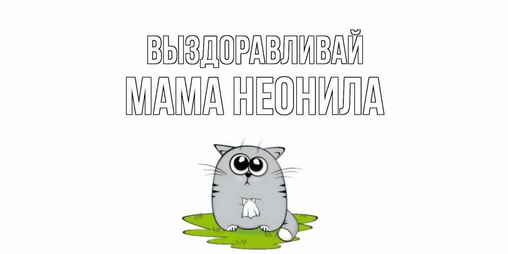 Открытка на каждый день с именем, Мама-Неонила Выздоравливай кот и открытки про выздоровление Прикольная открытка с пожеланием онлайн скачать бесплатно 