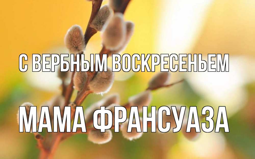 Открытка на каждый день с именем, Мама-Франсуаза С вербным воскресеньем верба Прикольная открытка с пожеланием онлайн скачать бесплатно 