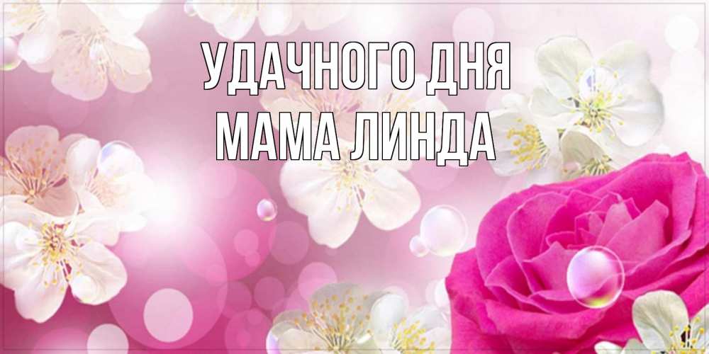 Открытка на каждый день с именем, Мама-Линда Удачного дня красивые цветы Прикольная открытка с пожеланием онлайн скачать бесплатно 