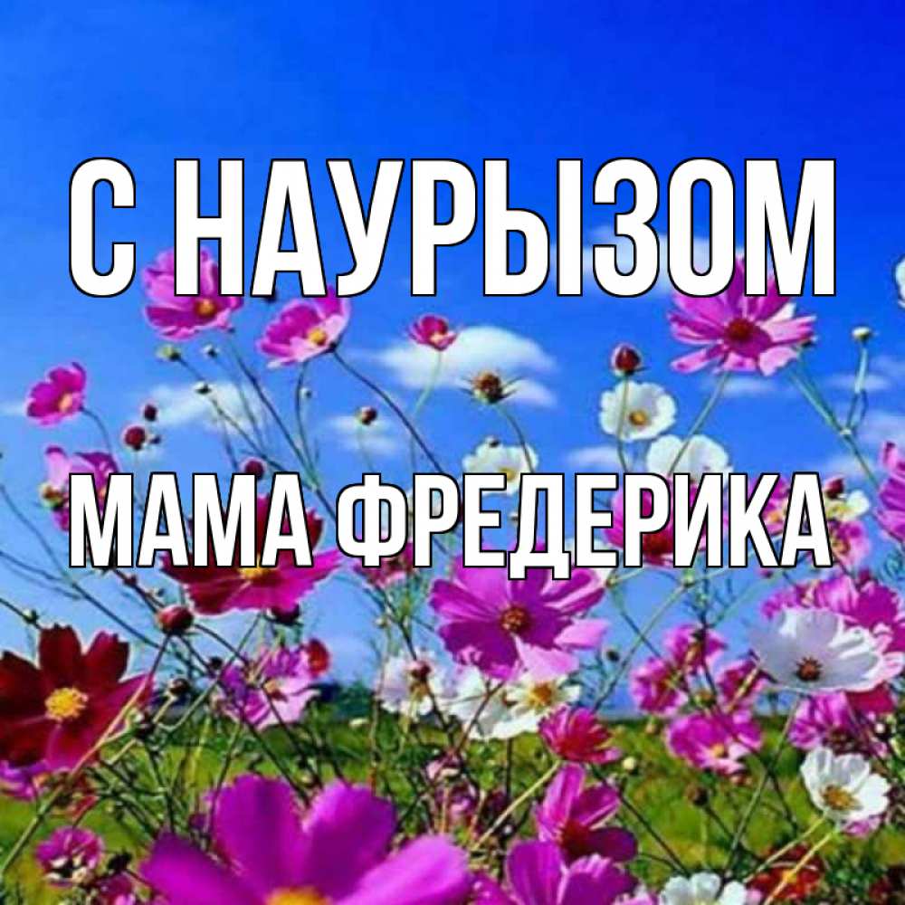 Открытка на каждый день с именем, Мама-Фредерика С наурызом цветы Прикольная открытка с пожеланием онлайн скачать бесплатно 