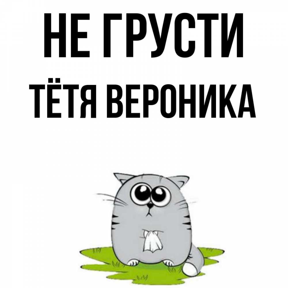 Открытка на каждый день с именем, Тётя-Вероника Не грусти грустный котяра Прикольная открытка с пожеланием онлайн скачать бесплатно 