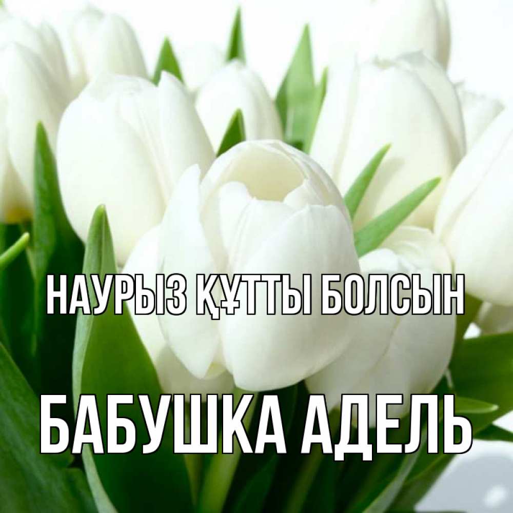 Открытка на каждый день с именем, Бабушка-Адель Наурыз құтты болсын цветы Прикольная открытка с пожеланием онлайн скачать бесплатно 