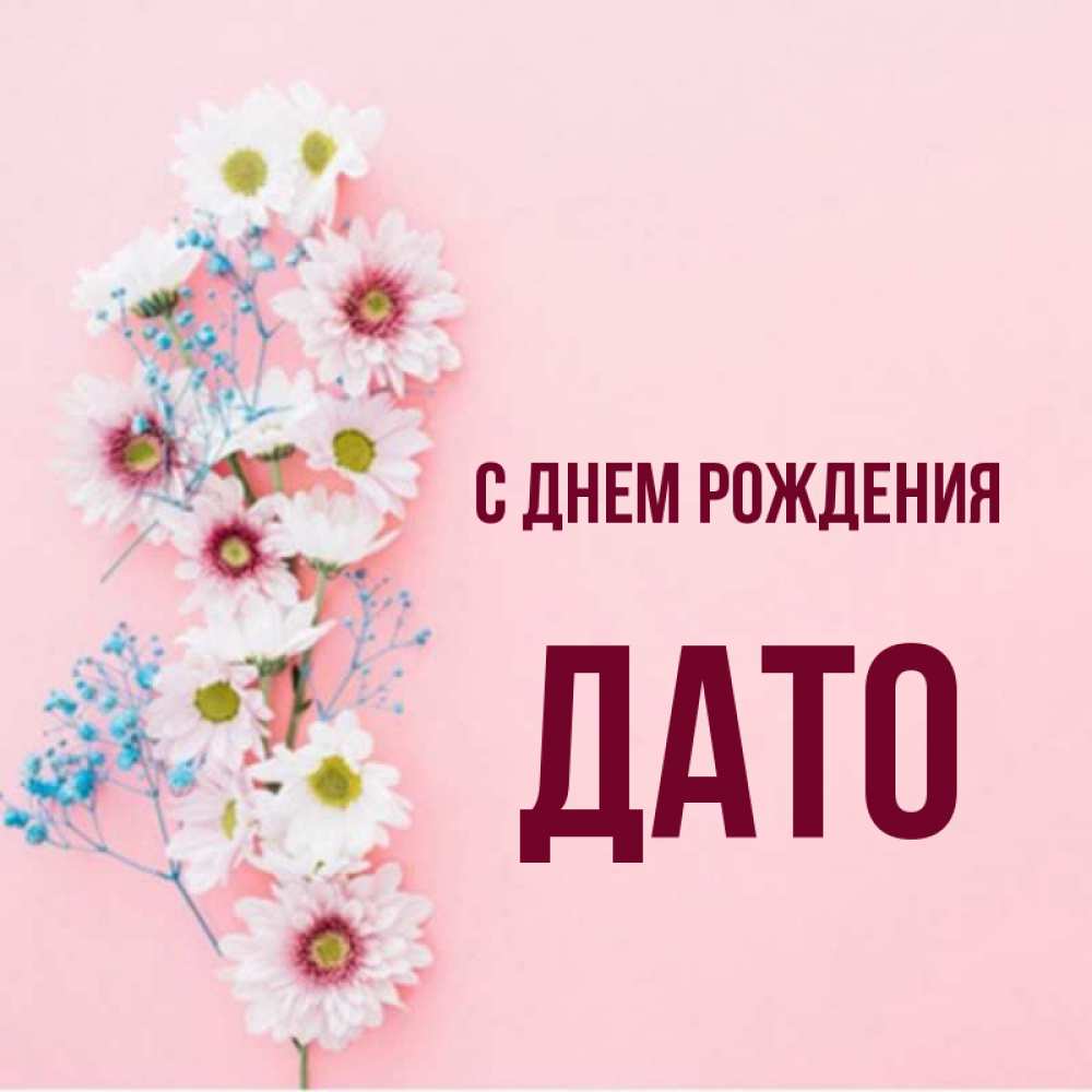 Открытка на каждый день с именем, ДАТО С днем рождения Родная моя с днем рождения тебя картинка с цветами белыми и голубыми Прикольная открытка с пожеланием онлайн скачать бесплатно 