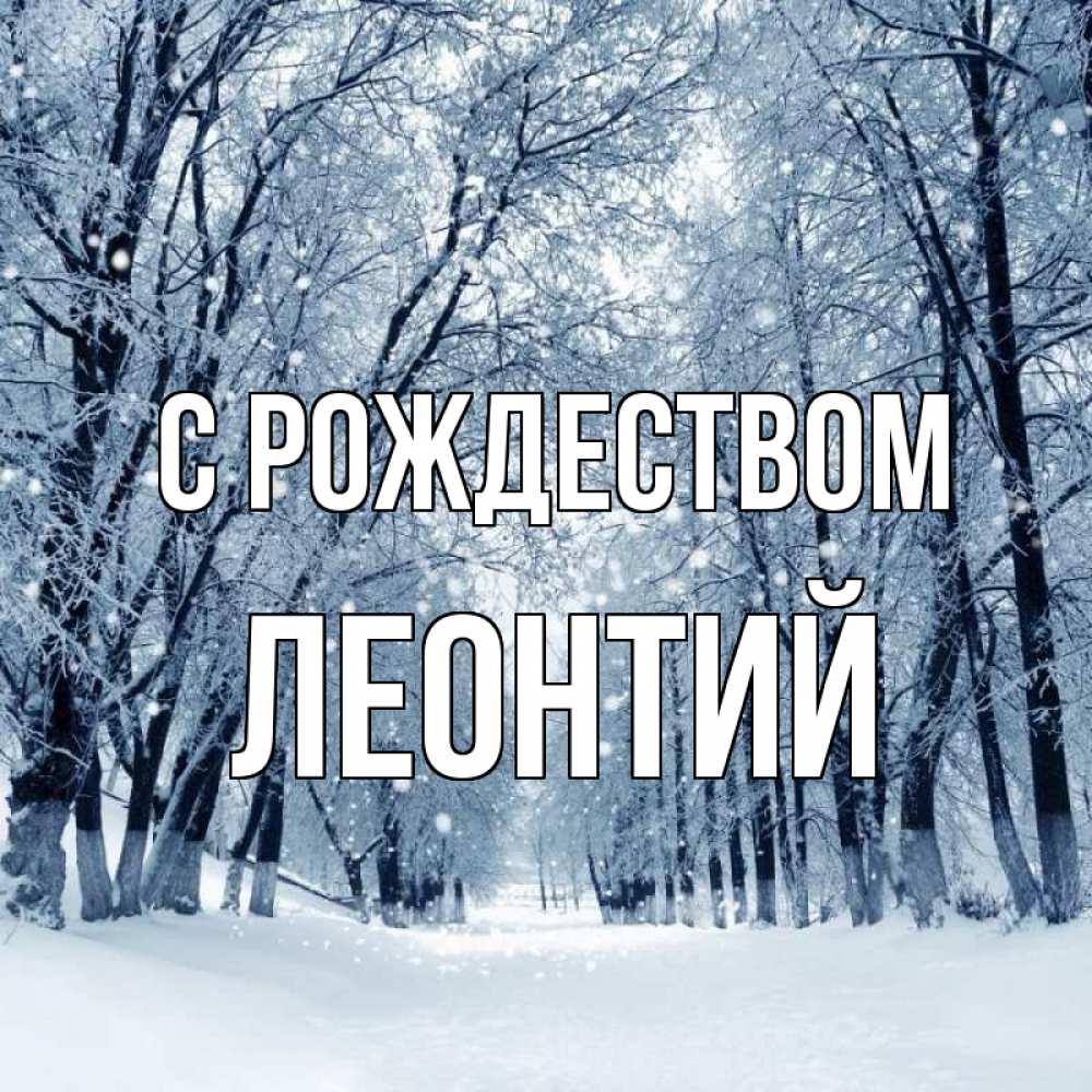 Открытка на каждый день с именем, Леонтий С рождеством снег, лес, парк Прикольная открытка с пожеланием онлайн скачать бесплатно 