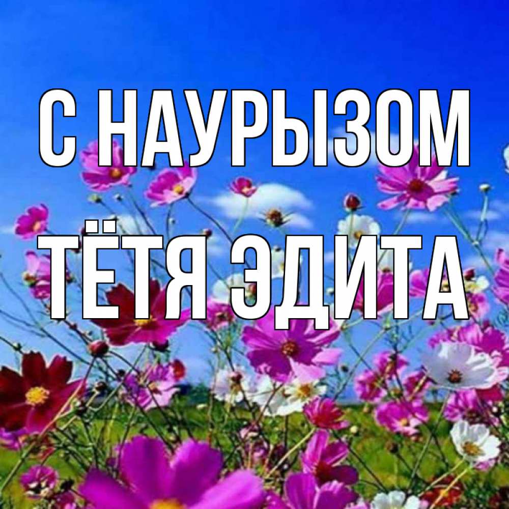 Открытка на каждый день с именем, Тётя-Эдита С наурызом цветы Прикольная открытка с пожеланием онлайн скачать бесплатно 